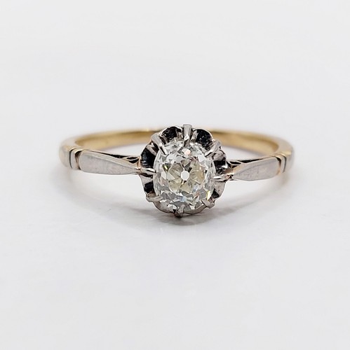 Bague solitaire art deco - , or