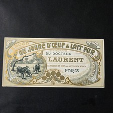 Soap label 1900 Doctor Laurent pure milk egg yellow cows perfume old