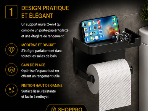 Porte papier toilette mural - porte,