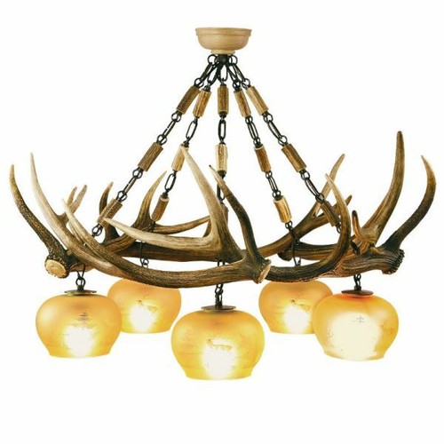 Lustre avec vrai bois cerf - lustre, de