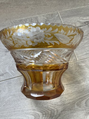 Orange bohemian crystal cup - bohemian,