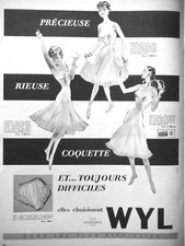 PRESS AD 1955 WYL NYLON BRIEF JUMPSUIT AND PETTICOAT NYLFRANCE