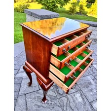 Vintage Solid Cherry Silver Chest or Jewelry Armoire by Crescent Furniture