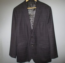 Zara Man Jacket Size 44 Black with White Checks Two Button Blazer With Vest