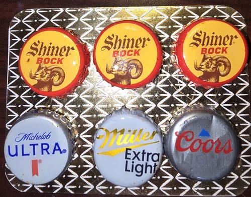 Shiner bock beer bottle - beer, cap