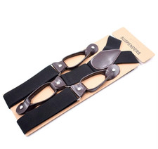 Bretelles Vintage Réglables – Cuir PU & Design Classique dos en Y Noir