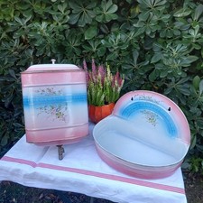 Fontaine à eau ancienne émaillée Rose Décor Fleurs XX siècle 