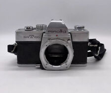 Vintage Silver Minolta SRT100 35mm SLR Camera Body And Strap