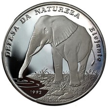 GUINEA-BISSAU 20,000 Pesos 1993 Silver Proof 'Defense of  Nature - Elephant'