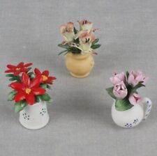 Franklin Mint Flowers of the Year Porcelain 3 mini figures Tulip Lily Poinsettia