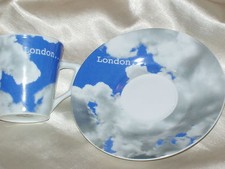 LA CHAISE LONGUE LOUNGE CHAIR LONDON ESPRESSO DEMITASSE CUP & SAUCER  BLUE SKY  