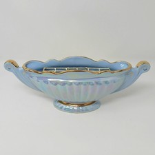 Sadler Art Deco 1930s Blue Lustre Mantel Vase Iridescent Glaze + Flower Holder