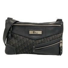 Auth DIOR/ChristianDior Trotteur JAD44953 Black Jacquard Leather Shoulder Bag