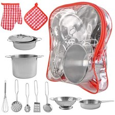 Kids Kitchen Set with Pans and Pans Stainless Steel 9438...