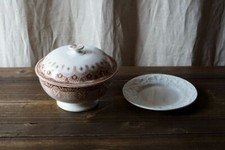 Boch Brothers Large Flower Bowl Birds White Brown