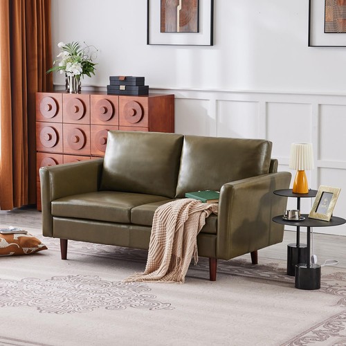 Faux leather loveseat - leather, sofa