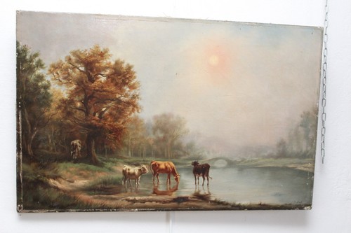 Tableau ancien huile sur toile - ancien,