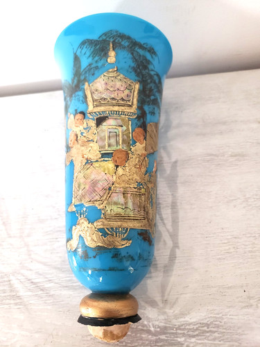 Vase cornet opaline epoque - vase,