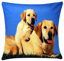 Golden Retriever Labrador Chien & Chiot Chenille Coton 43.2x43.2cm Coussin