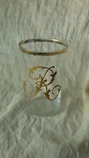ANTIQUE ENAMEL CRYSTAL TUMBLER GLASS LETTER NUMBER "R" **