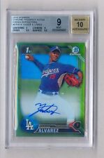 YADIER ALVAREZ 2016 BOWMAN CHROME GREEN REFRACTOR AUTO RC 24/99 BGS 9 10 DODGERS