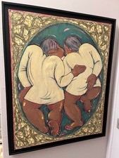 Huile sur toile "Couple" de