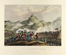 Siege San Sebastian original printJenkins Martial Peninsular War Military 1813