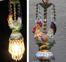 Porcelain HEN chicken rooster ceiling install Lamp brass crystal Chandelier cano