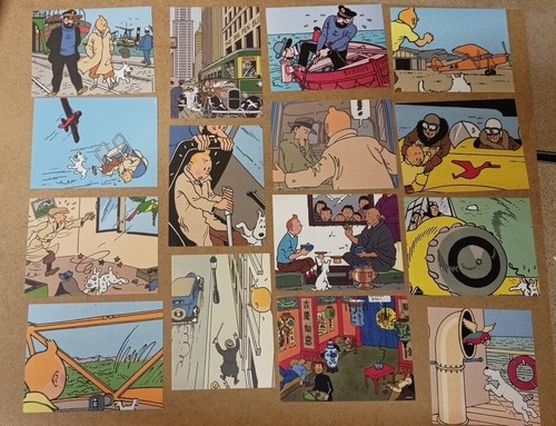 Tintin lot cartes - 15, postales