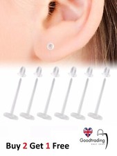 25 Pairs Invisible Clear earrings plastic studs earring backs work school Pouch