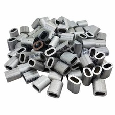PACK 100 TALURIT Steel Wire Rope ALUMINIUM Ferrules Crimps 1mm - 12mm UK STOCK