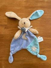 Doudou lapin plat - bleu beige