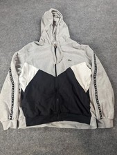Lacoste Hoodie Mens FR 6 US XL Gray & Black Full Zip Front Embroidered Crocodile