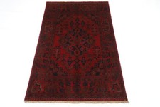 Tapis rouge géométrique de 3 x 5 pieds tapis afghan traditionnel en laine...