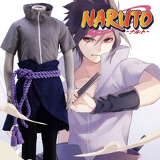 Anime NARUTO Uchiha Sasuke Outfit Halloween Cosplay Costume Full Set Fancy Dress