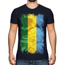 Gabon Grunge Drapeau Hommes T-Shirt Gabonais Maillot de Football Cadeau