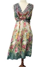Rene Derhy Dress Floral Beaded Embellished Butterfly. Size Small