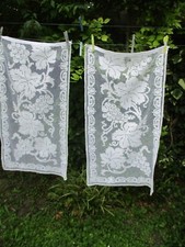 pair of antique hand embroidered net curtains 1925-1930