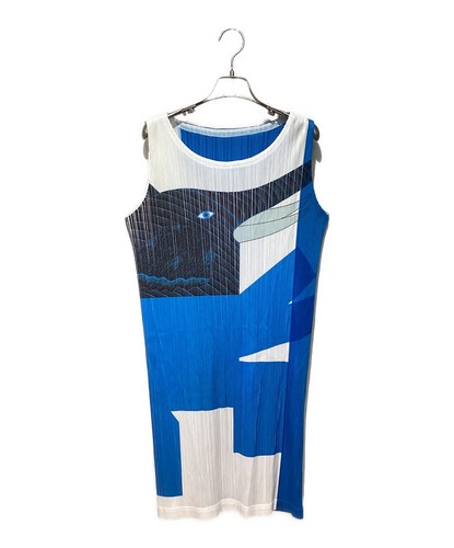Robe plissée bleue femme