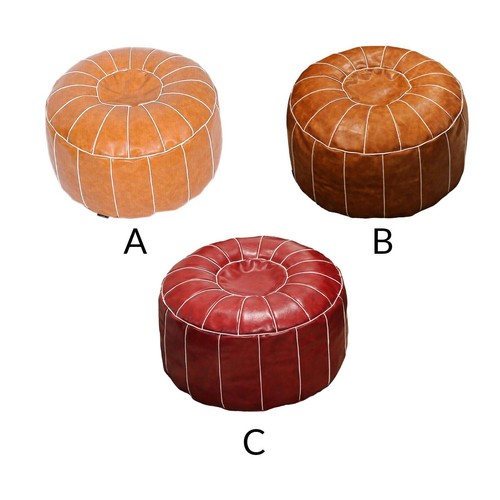 Pouf cuir la main - cuir,