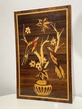 Panneau En Bois Oiseaux Exotiques En Marqueterie