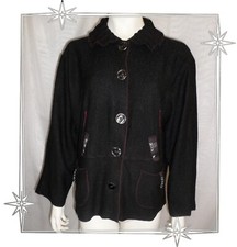 Ⓑ - Veste Courte Fantaisie Noire Laine Bouillie Maksim.z Taille L