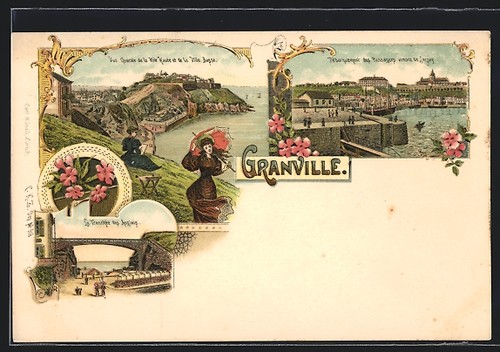 Lithographie granville vue - lithographie, granville,