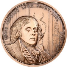 France, Médaille, Révolution, Louis Antoine Léon Saint-Just, 1988, Bronze