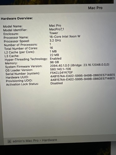 Apple mac pro 2019 16 - pro, 7,1