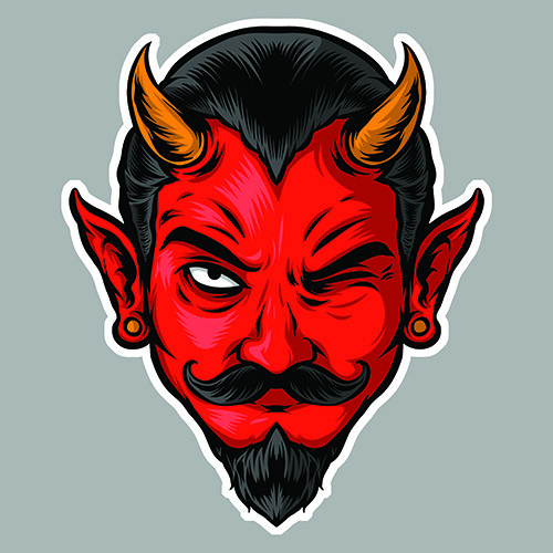 Diable rouge moustache - diable,