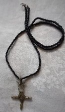 Collier De Perles Et Croix Touareg ! Vintage 