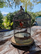 Antique cage with bird on music box to restore (19th century)