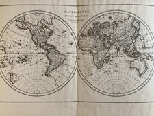 Antique 1820 World Map in Two Hemispheres Lapierre Pierre Panckoucke 19th Century