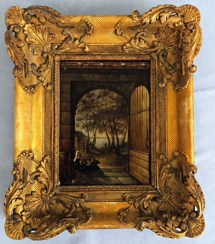 Tableau scène mendicité - scène,